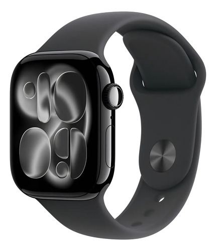 Apple Watch Series 11 GPS - Caixa preta brilhante de alumínio – 42 mm - Pulseira esportiva preta – P/M
