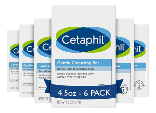 Barra De Limpieza Suave Cetaphil,barra De 4.5 Oz (paquete 6)