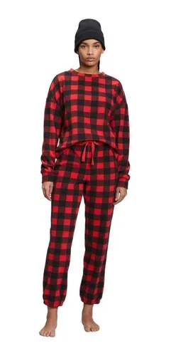 Pijama 2 Pzas Cuadros Rojo/negro Fleece Talla S