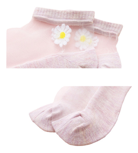 Calcetines Transparentes Florecitas De Colores 5 Pares
