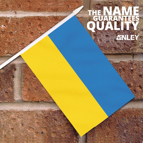 Minibandera Anley Ucrania, Paquete De 12 Unidades, 13 X 21 C