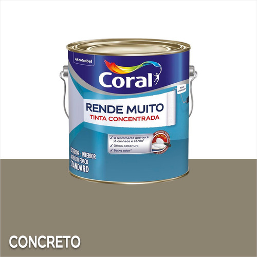 Tinta Acrílica Para Parede Fosca Rende Muito Coral 3,2 L Acabamento Mate Cor Concreto