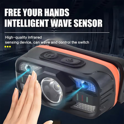 Lámpara De Cabeza Led Recargable Con Sensor Y Luz Roja