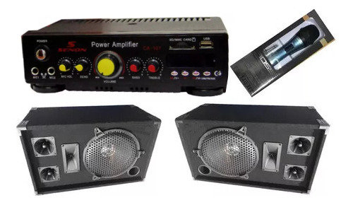 Amplificador Y Bafles Publicidad Móvil 12 Volts + Micrófono