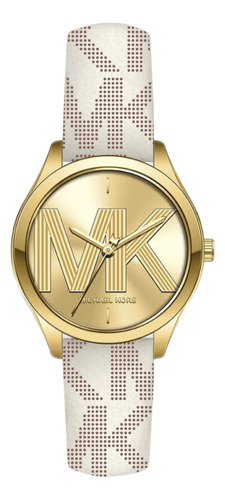 Michael Kors Mk2861 Mujer Crema Acero Dorado Cuero