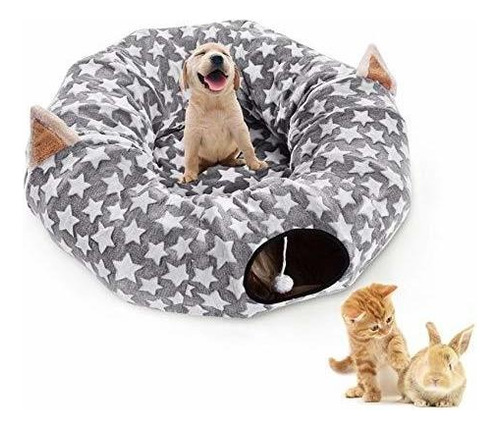 Luckitty Cama Grande Tipo Túnel Para Perros Y Gatos Con Coj