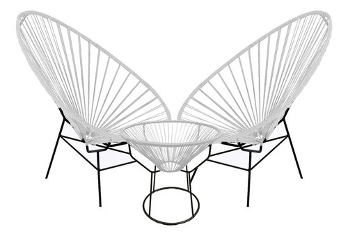Sillas Acapulco Clásica Con Mesa Personalizable Ikapali Color Blanco Liso