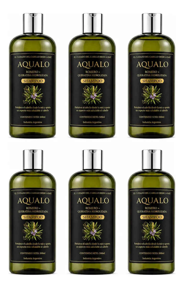 Shampoo Anticaída Sin Sulfatos Aqualo Pack Anual X6 Romero
