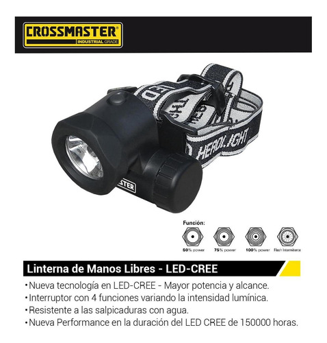 Imagen 2 de 4 de Linterna Minera Cree Led Manos Libres 110lm Crossmaster