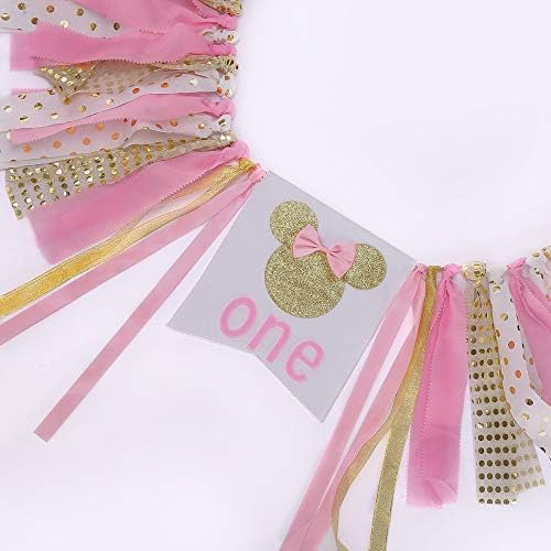 Pancarta De Cumpleaños De Minnie Mouse Rosa Y Dorada, Pancar