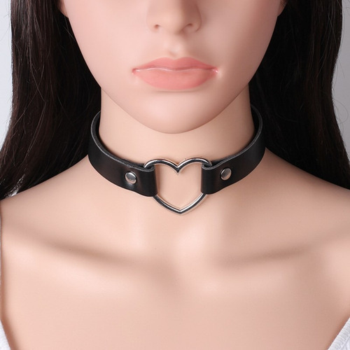 Gargantilla Gótica Con Cuello De Cuero Geométrico Negro Punk