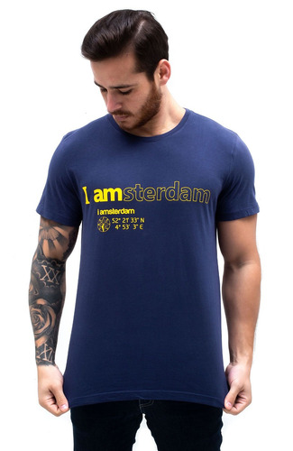 Camiseta I Amsterdam Azul Exclusiva E Com Frete Grátis