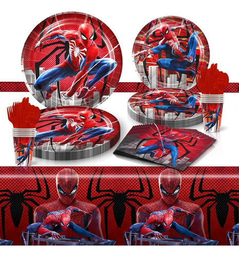 Cotillón Spiderman Cumpleaños Pack Decorativo + Globos 
