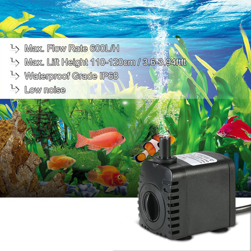 Yn Bomba De Agua Sumergible 600l/h 8w Para Acuario De Mesa