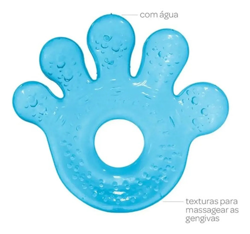Mordedor C/ Água Mão Buba 4+meses Livre Bpa 01 - Azul