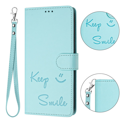 Funda De Piel Con Forma De Cara Sonriente Para Motorola Edge 50 Fusion Con Ranuras Para Tarjetas, Cierre Magnético, Cartera, Bloqueo Rfid, Soporte