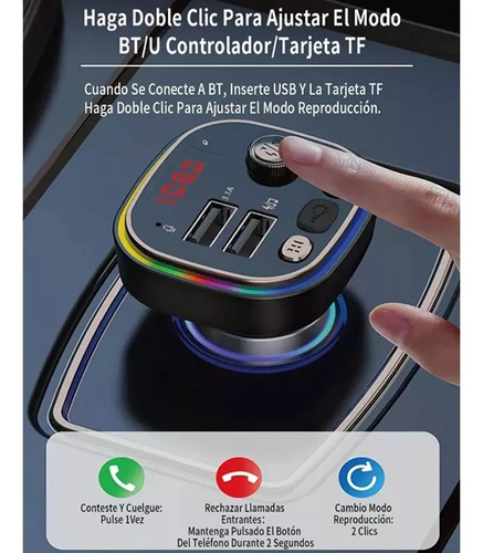 Bluetooth Fm Transmisor Coche Cargador Usb Manos Libres Mp3