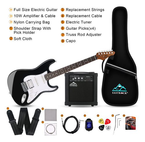 Eastrock Stratocaster Kit Guitarra Electrica Tamaño Completo