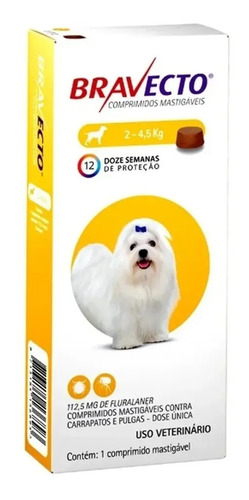 Bravecto Antipulgas e Carrapatos 2 a 4,5kg Msd