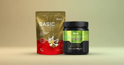 KIT BÁSICO DO MAROMBA - Kit Growth Whey Protein Basic Baunilha 1kg + Creatina Monohidratada 250g