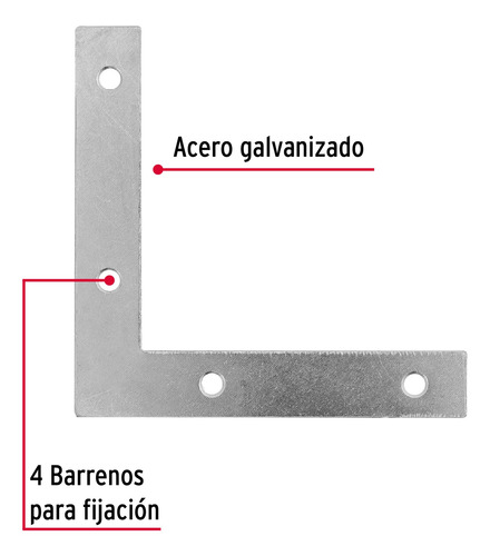 Escuadras Planas Cantoneras 3-1/2'x3-1/2' Bolsa C/24 Piezas