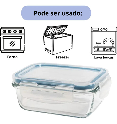 Kit 10 Potes Hermetico De Vidro Borossilicato 640ml Vermelho