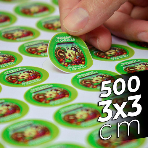 500 Etiquetas Stickers Personalizados 3x3 Cm Vinil Autoadhes