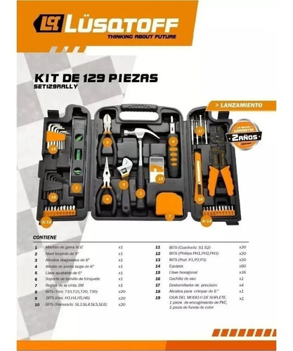Imagen 3 de 10 de Kit De Herramientas Lusqtoff 129 Piezas Set Rally Maletin