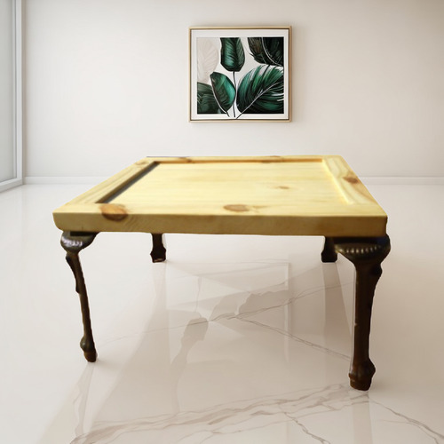 Mesa Ratona Madera Con Patas De Hierro Antiguas