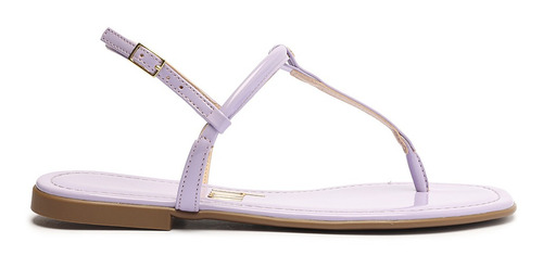 Imagem 2 de 6 de Sandália Feminina Rasteira Flat Broche Logo Roxo - My Shoes
