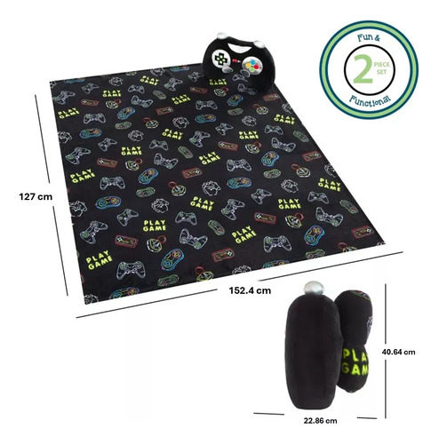 Set Control Gamer Almohada Peluche Y Cobijita Your Zone / C