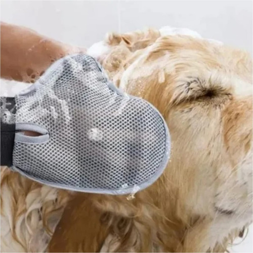 Cepillo Para Perro Manopla Guante Pelo Largo Golden Labrador Color Gris