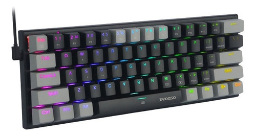 Teclado gamer E-Yooso Z11 QWERTY color negro y gris con luz RGB