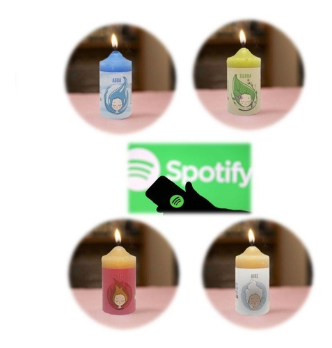 Imagen 2 de 7 de Velas Aromaticas X4 Elementos C/ Codigo Musica Spotify Relax