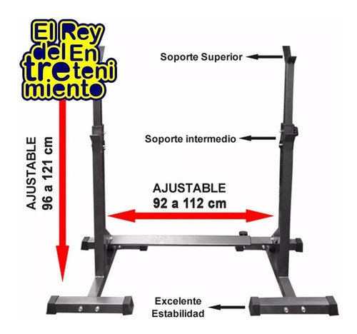 Imagen 7 de 7 de Soporte Regulable P/ Barra Ejercicio Sentadillas Pesa El Rey