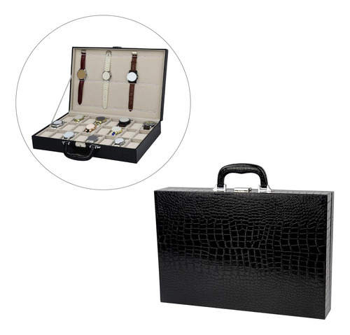 Caja De Reloj Portátil Grande De 36 Ranuras Para Hombres,