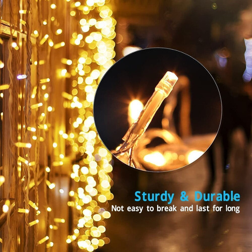 Imagen 4 de 7 de Guirnalda 50 Metros Blanca Cálida 500 Led Navidad Oferta