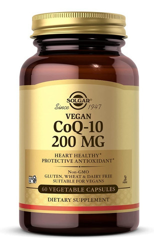 Coq10 Vegano 200 Mg 60 Capsulas Vegetales Solgar Sabor Neutro