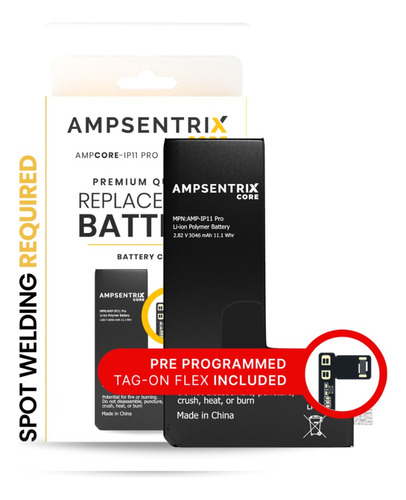 Bateria Ampsentrix Para  iPhone 11 Pro Core Con Tag