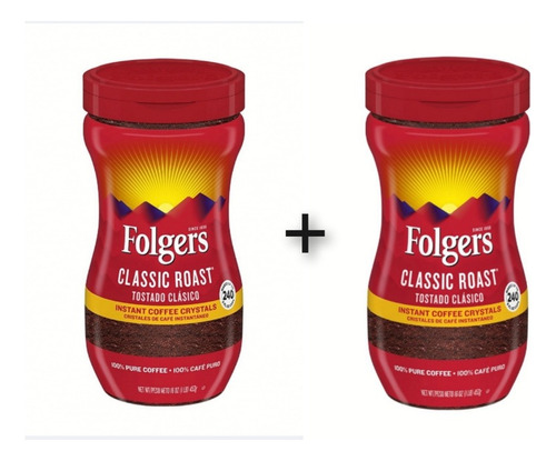 Cafe Folgers Classic Roast Instantaneo Pack 2/453 Gramos