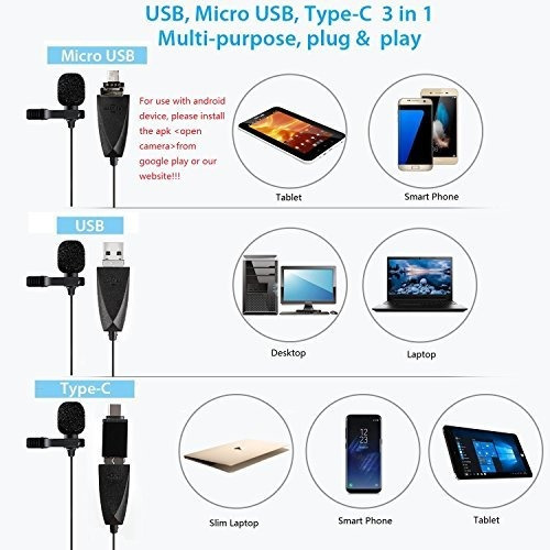 Microfono Usb Zaffiro Lavalier Mic Solape Clip En El Microfo
