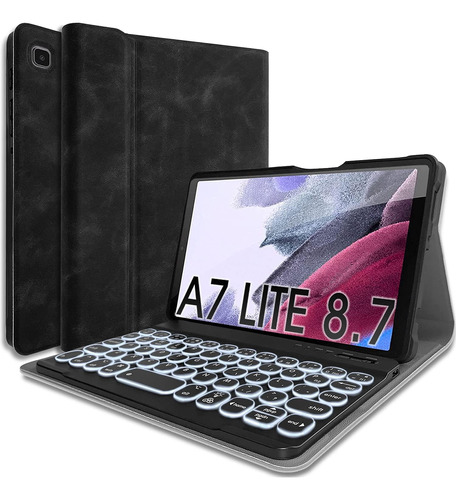 Funda Teclado Wineecy Galaxy Tab A7 Lite 8.7 Cuero/negro