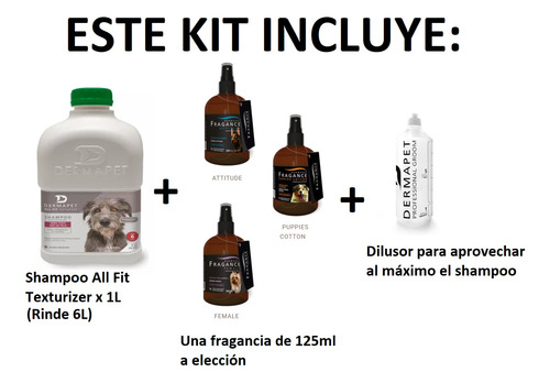 Kit Dermapet Shampoo Perro/gato All Fit 1l+perfume+dilusor Female