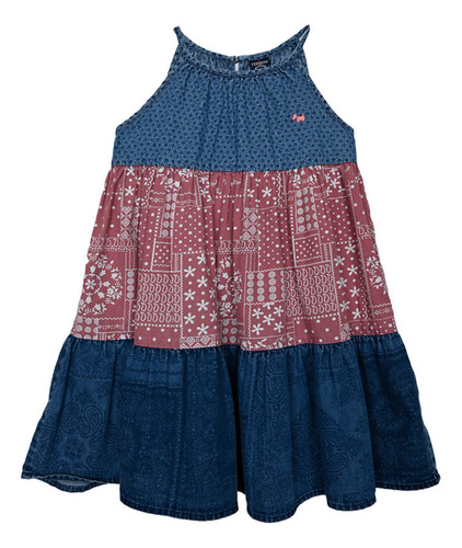 Vestido Tirantes Para Niña Ferrioni Color Indigo Estampado