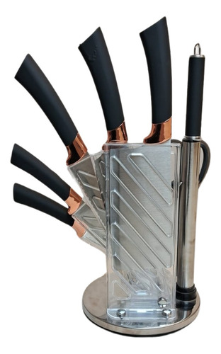 Set De Cuchillos 7 Piezas Acero Inox Cocina Chef + Soporte