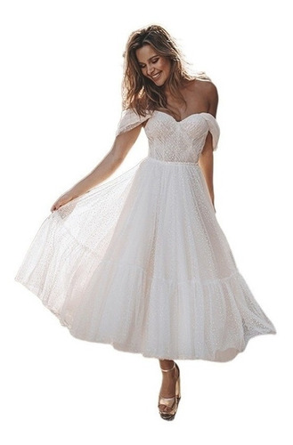 Elegante Vestido De Novia Largo Blanco Para Dama