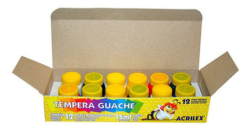 Tinta Tempera Guache 12 Cores 15ml Cada Acrilex