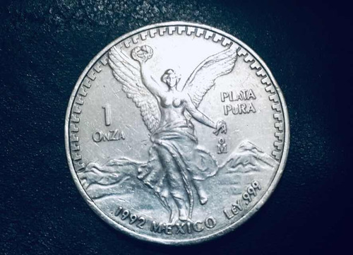 Moneda 1 Onza, 1992 México, Ley .999 Plata Pura