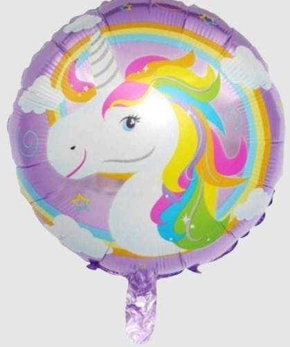 Globo Metalizado Foil Unicornio Redondo 18 Pulgadas (45 Cm) 