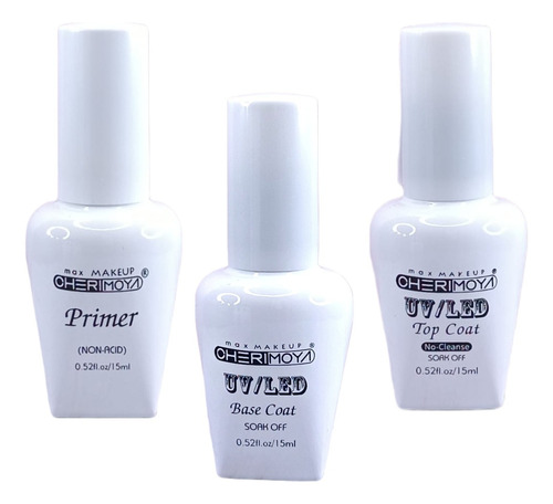 Kit 3 Preparadores Cherimoya Primer Base Top 15ml